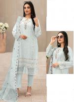 Faux Georgette Sky Blue Eid Wear Embroidery Work Pakistani Suit